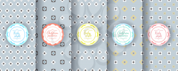 Set of premium motifs for wine packaging. Backgrounds with geo gray ornaments in a traditional Scandinavian style. Also for the design of kid s textiles, prints in a Nordic. Vector seamless pattern