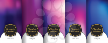 Luxury template label set. Modern colorful backgrounds for flowing packaging design. Suitable for premium boxes of cosmetics, wine, jewelry. Fluid graphic composition. Vector.