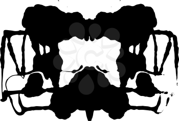 Rorschach inkblot test illustration, random symmetrical ink abstract ink stain. Psycho diagnostic for inkblot, Rorschach projection psychological techniques or a simple test for silhouette spot Vector