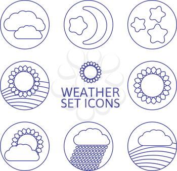 Set of icons for for weather, thin line icon
