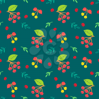 Woodland and vegetation seamless pattern. Forest green vegetation. Oak leaves, berries, acorns. Vector natural fabric print. Floral summer, fall backdrop for textiles clothing, T-shirts, soap perfume.