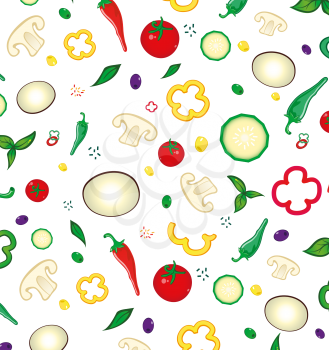 Seamless pattern with colored vegetables. Vector illustration