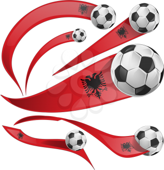 albania flag set with soccer ball isolated