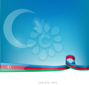 azerbaijan ribbon flag on blue sky background