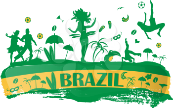 brazil banner with silhouette icon