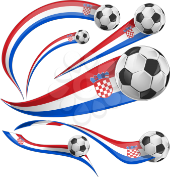 croatia flag set with soccer ball isolated