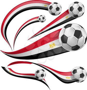 egypt flag set with soccer ball isolated on white
