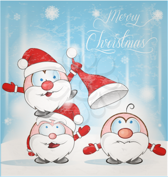 fun santa claus cartoon on snow background