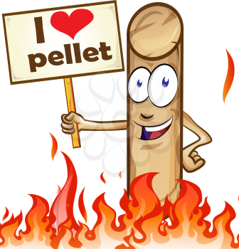 pellet cartoon with signboard   on white background