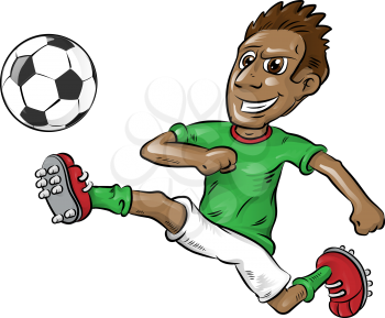 fun nigerian soccer player cartoon isolated on white