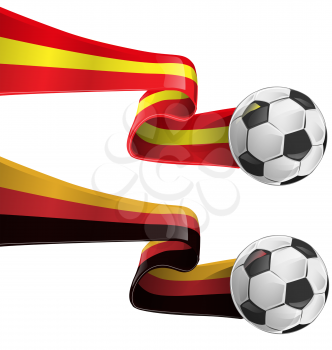 spain and germany flag with soccer ball