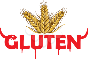 gluten devil symbol on grain background