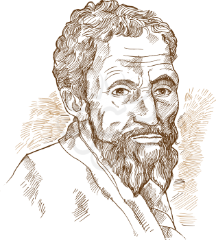 Hand drawn vector portrait. Michelangelo