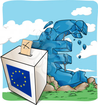 illustration of a ballot box on  euro symbol background