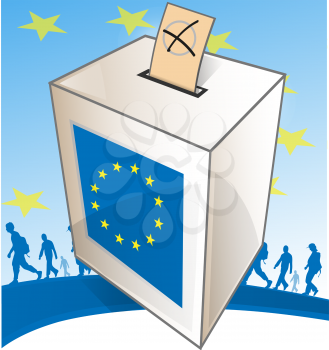 illustration of a ballot box with people walk. vetcor illustration