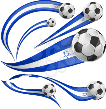 israel flag set with soccer ball on white background