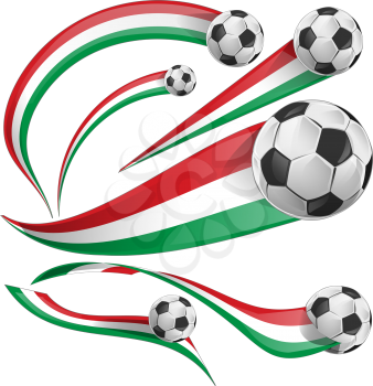 italian and mexican flag set with soccer ball