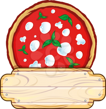 italian pizza logo with empty wooden space.vector illustration