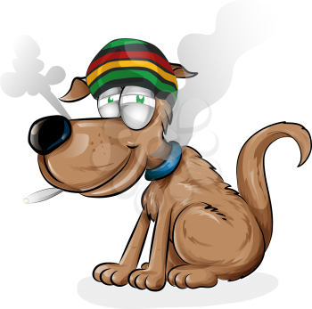 jamaican dog cartoon isolated on white background
