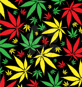  jamaican marijuana  pattern on black background