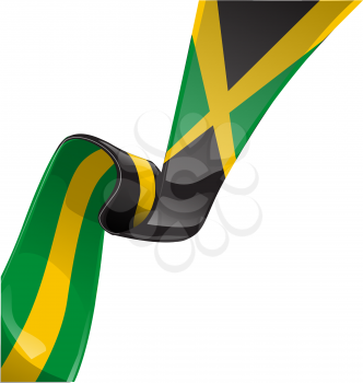 jamaica ribbon flag isolate on white
