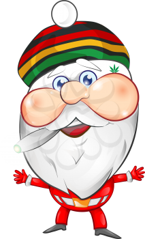 jamaican santa claus mascot cartoon with background isolated on white background 