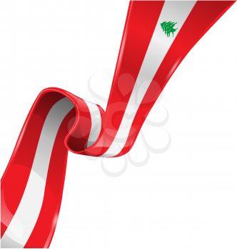 lebanon ribbon flag on white background. vector illustration