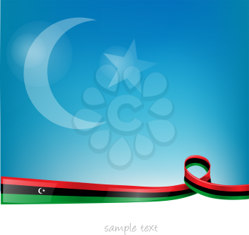 libya ribbon flag on sky  background