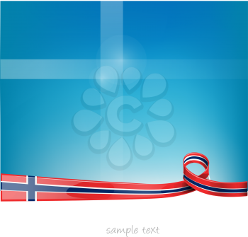 norway ribbon flag on blue sky background