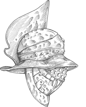 Roman helmet. Zentangle stylized. Vector illustration. Pattern. Freehand pencil. Hand drawn