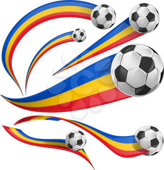 romania flag set with soccer ball
