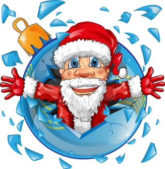 santa claus with explosion christmas ball