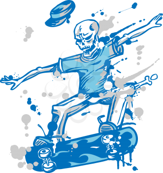 skeleton skater isolated   on white background