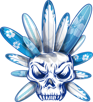 skull distroy with surfboard 