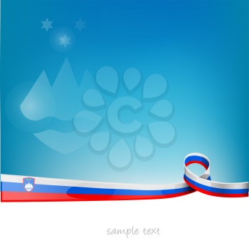 slovenia ribbon flag on blue sky background