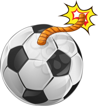 Abstract soccer ball shaped like a bomb. Illustration on white background for design