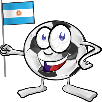 soccer ball cartoon with argentina flag 
