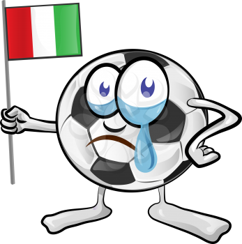 soccer ball cartoon with italian flag 