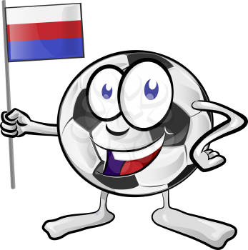 soccer ball cartoon with russian flag 