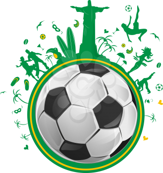 brazil symbol set  with soccer ball  
