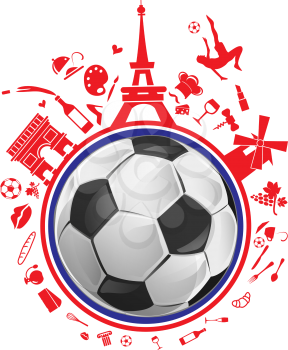 soccer ball with france symbol set