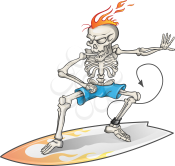 skeleton surfer isolated  on  background