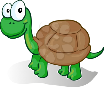 Vector illustration of a smiling cartoon turtle on white background