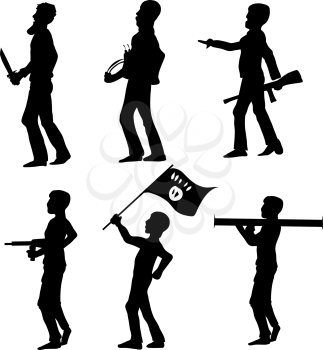  terrorist silhouette  symbol  set 