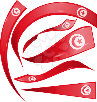 tunisia flag set isolated on white background