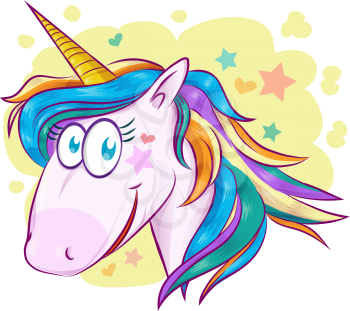 unicorn face cartoon on background 