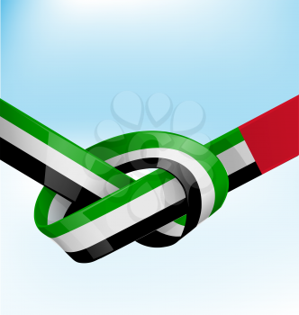  united arab emirates ribbon flag on bue sky background