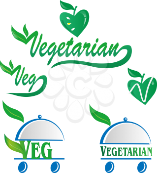 vegetarian and veg symbol menu isolated on white