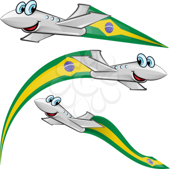 airoplane cartoon with brazil flag