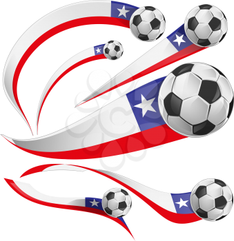 chile flag  with soccer ball isolated on white background